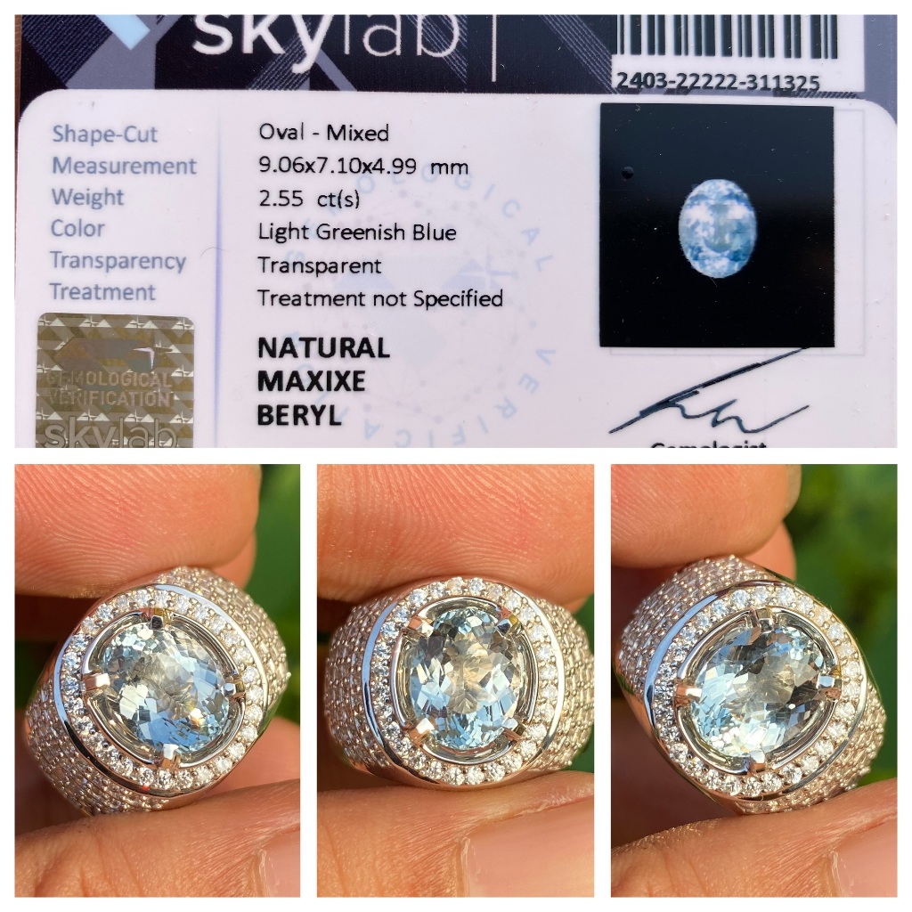 Natural 2.55ct light greenish blue maxixe beryl