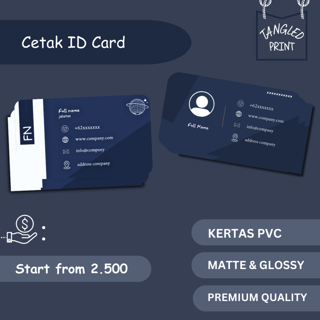 

CETAK ID CARD | PREMIUM QUALITY | BAHAN PVC | 1 SISI DAN 2 SISI | Tanpa Minimal Pembelian