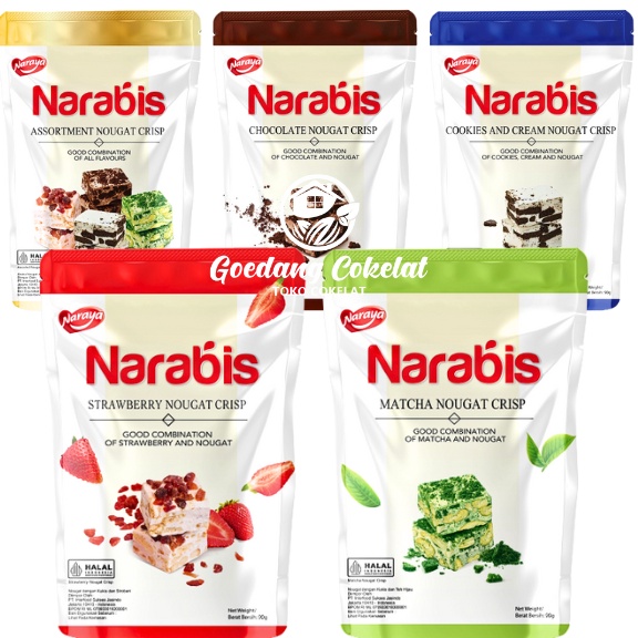 

Best Product Naraya NARABIS Chocolate Strawberry Matcha Cookies Cream Assortment Nougat Crisp 9g