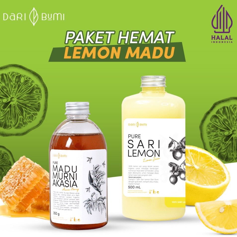 

Larismanis Dari Bumi Paket Diet Sehat Alami Sari Lemon 5 Ml Premium dan Madu Murni Akasia 35 Gr