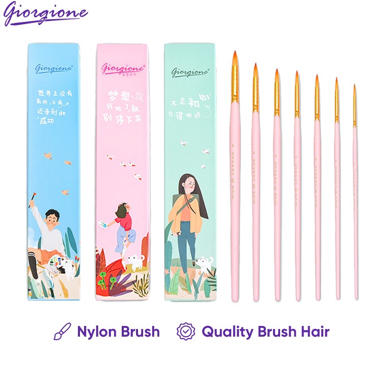 

Stock Ready Giorgione Kuas Lukis Watercolor Pen Paint Brush Pena Cat Air 7 Pcs Nylon Hair GR7