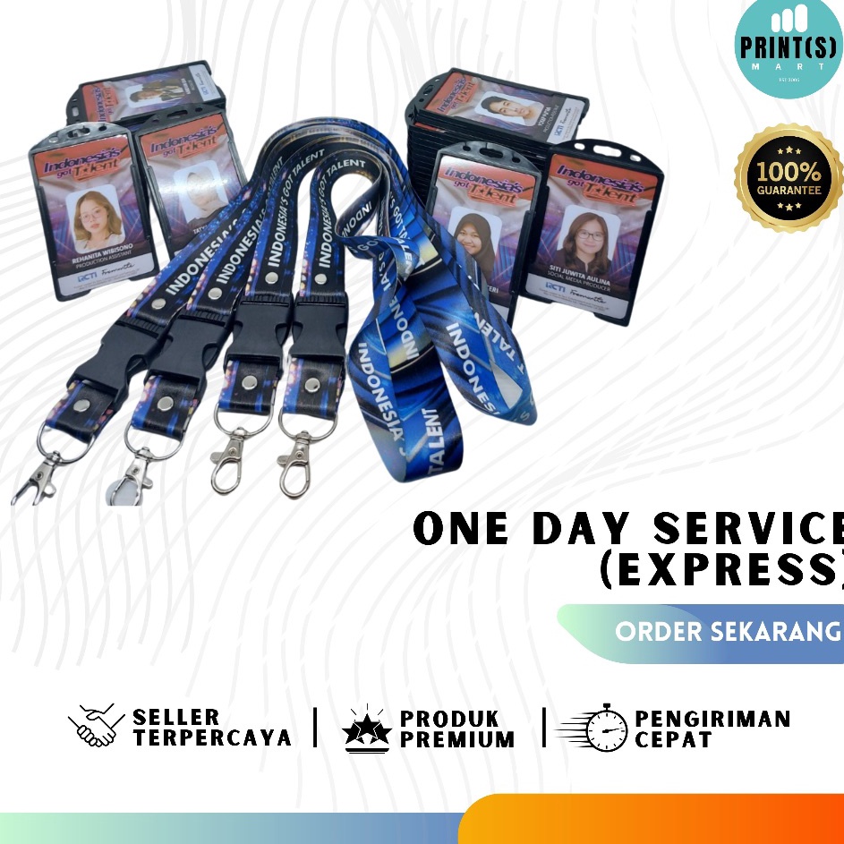 

New Style ONE DAY SERVICE EXPRESS CETAK Lanyard Tali ID Card Name Tag Max 1x24 jam Print Custom Langsung Jadi