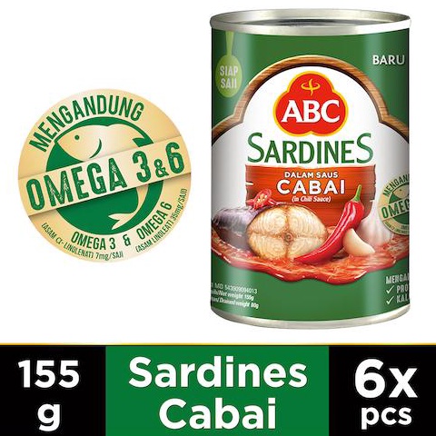 

Meroket ABC Sarden Saus Cabai 155 gr Multipack 6 pcs