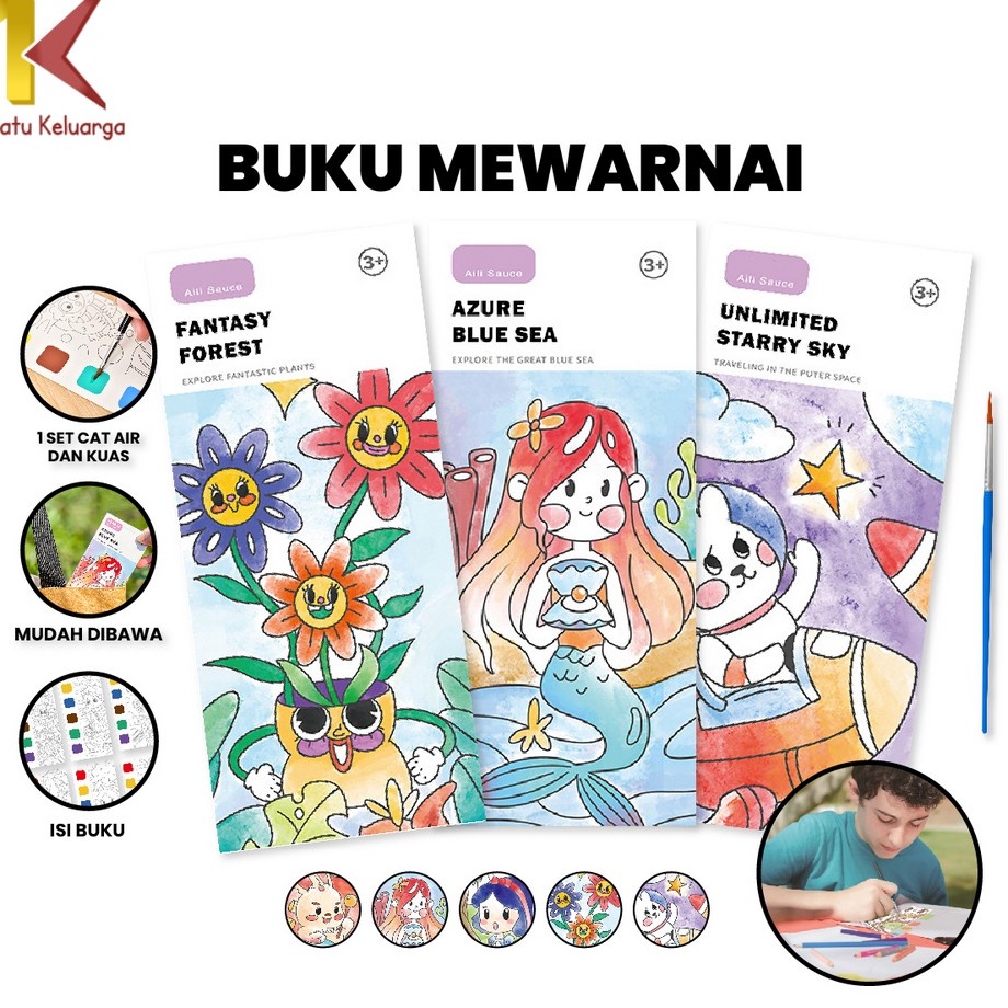 

Hot Surprise Satu Keluarga Buku Gambar Mewarnai A56 Watercolor Book Coloring Buku Lukis Cat Air Set Free Kuas Buku MewarnaiEdukasiAnak