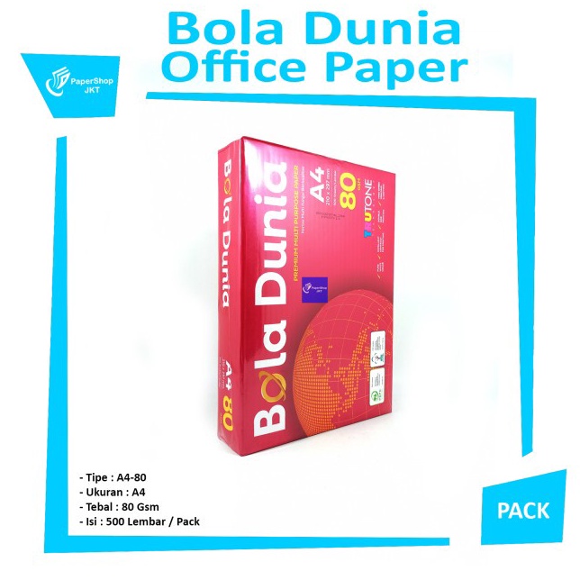 

Promo Termurah BOLA DUNIA Kertas Fotocopy A4 8 Gram Office Paper Print RIM