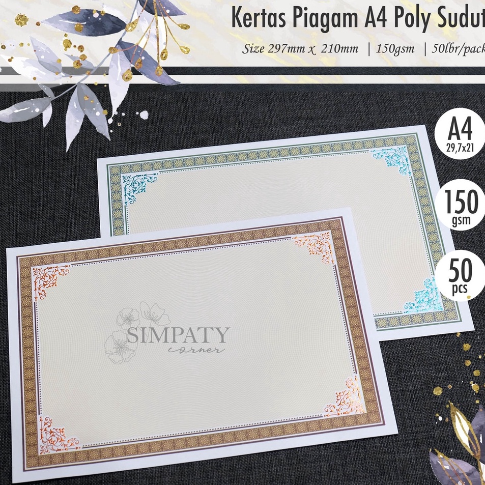 

Model Terpopuler Kertas Blanko Piagam A4 Simpaty foil sudut