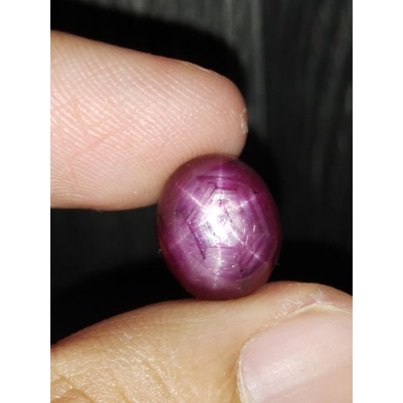 Natural Ruby Star 12x10x7.5 mm 11 Ct Merah Delima Serat Fatwa Kristal Super Montok Jumbo Oval Caboch