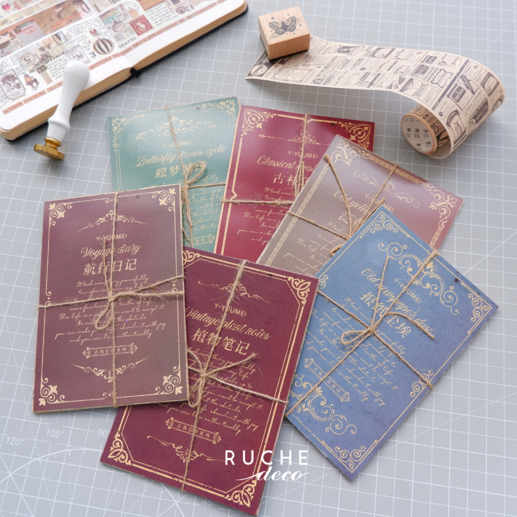 

RUCHE DECO - Deco Paper 15 Vintage Base Paper / Aesthetics Decor Craft Paper / Decorative Paper Scrapbook BuJo