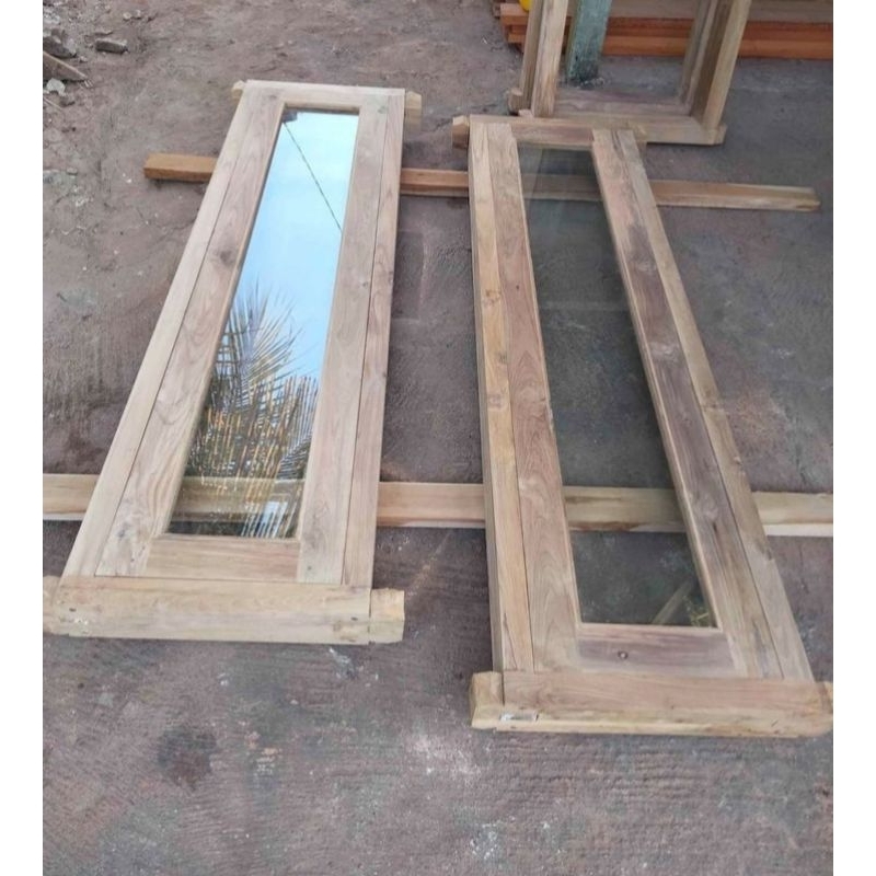 Kusen + daun jendela kaca kayu jati