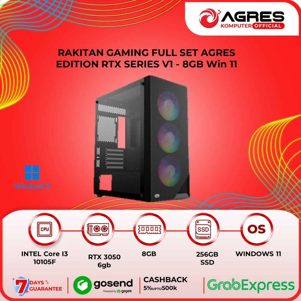 RAKITAN GAMING FULL SET AGRES  EDITION RTX SERIES V1 - 8GB Win 11