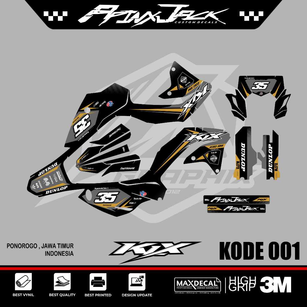DECAL KLX 230 SM HITAM KODE 001 / STICKER KLX 230 SM KEREN