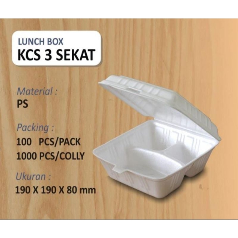 [Khusus Instant & Sameday] Foam KCS 3 Sekat Per 100 Pcs / Sterofoam Makanan / Foam Nasi Goreng / Cat