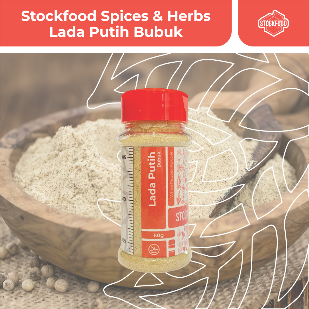 

Lada Putih Bubuk / White Pepper Powder - Stockfood Spices & Herbs Bottle Pack (netto : 60 g)