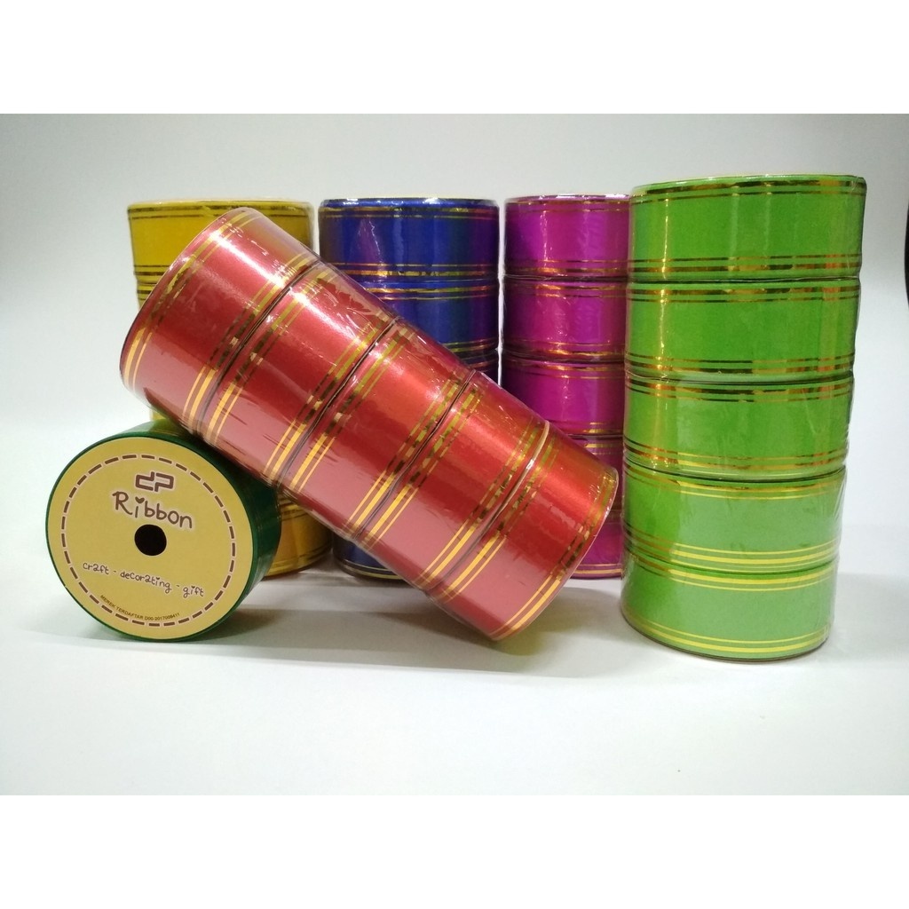 

PITA KADO Besar LIS EMAS 4cm Pita Jepang List Mas 1.5" Gold Strip RIBBON 38mm