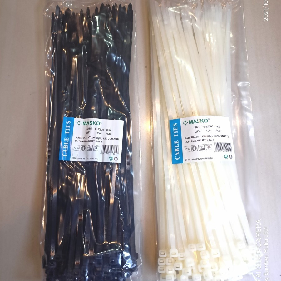 

MASKO Kabel Ties / Cable Tie 4,8 x 300 mm Isi 100pcs Hitam Putih 30 cm