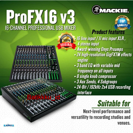 Mixer MACKIE ProFX16v3 Original 16Ch USB EFFECT NEW Pro fx 16 v3 PROFX 16 V3