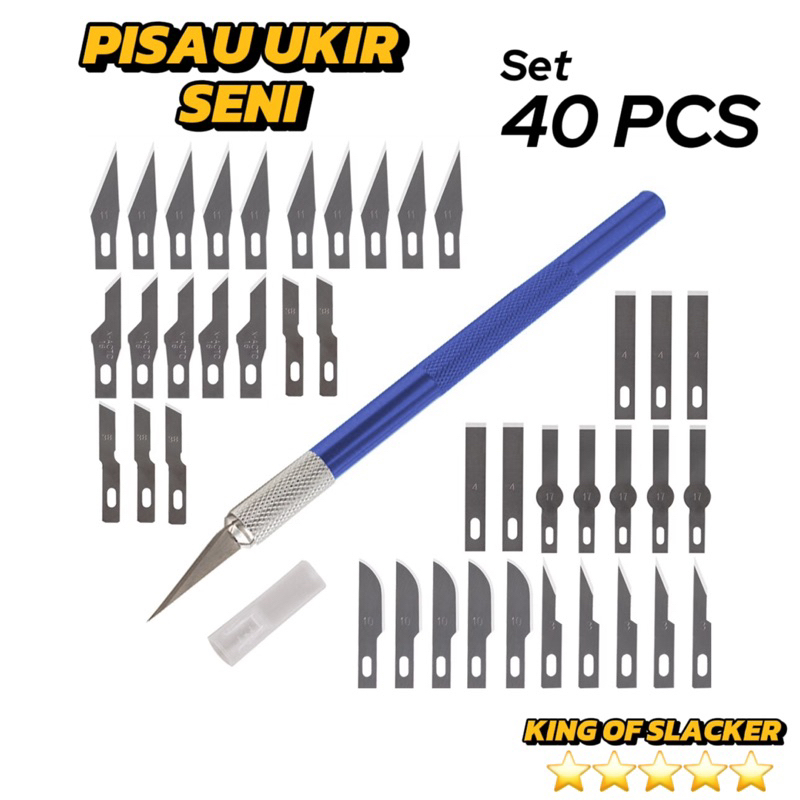 

Pisau Ukir Seni 40Pcs Set Pen Cutter Hobby Crafting Art Portable Serbaguna Kater 40 Pcs Refill Mata Piso Blades Pemotong Kertas Bonsai Buah Knife Metal Handle Gagang