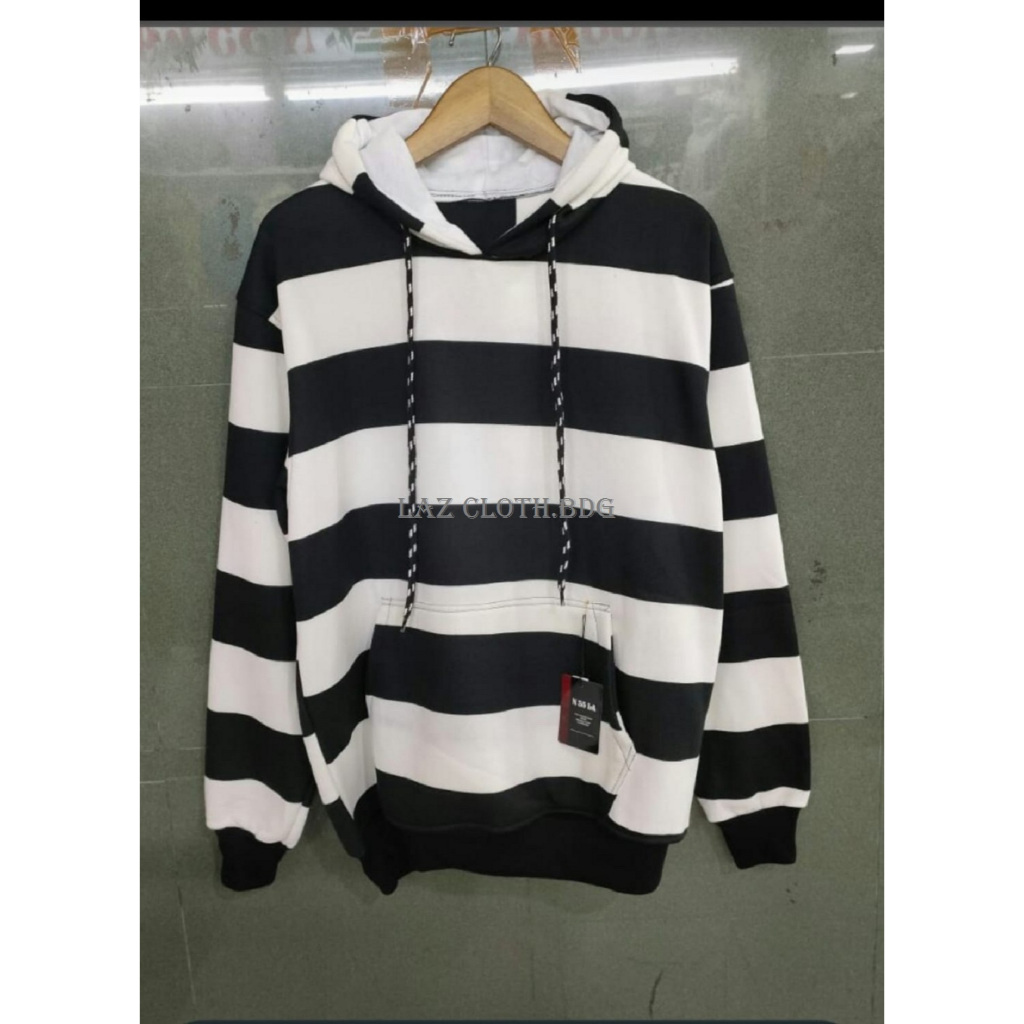 Sweater Hoodie Salur Garis Stripe Pria Wanita Unisex Distro Terbaru