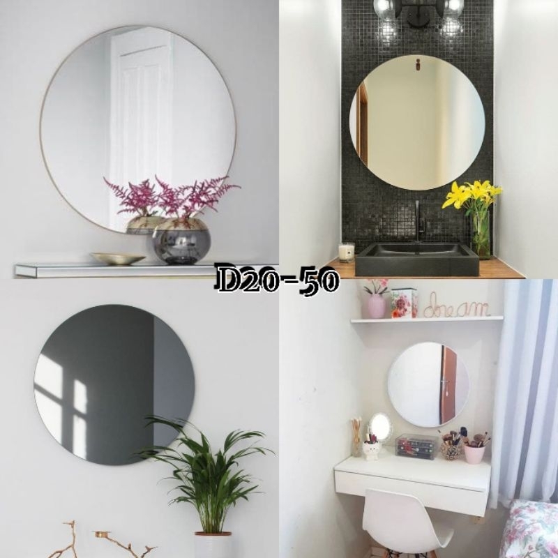 Cermin Kaca Aesthetic Hiasan Kamar Mandi Cermin Bulat Gantung