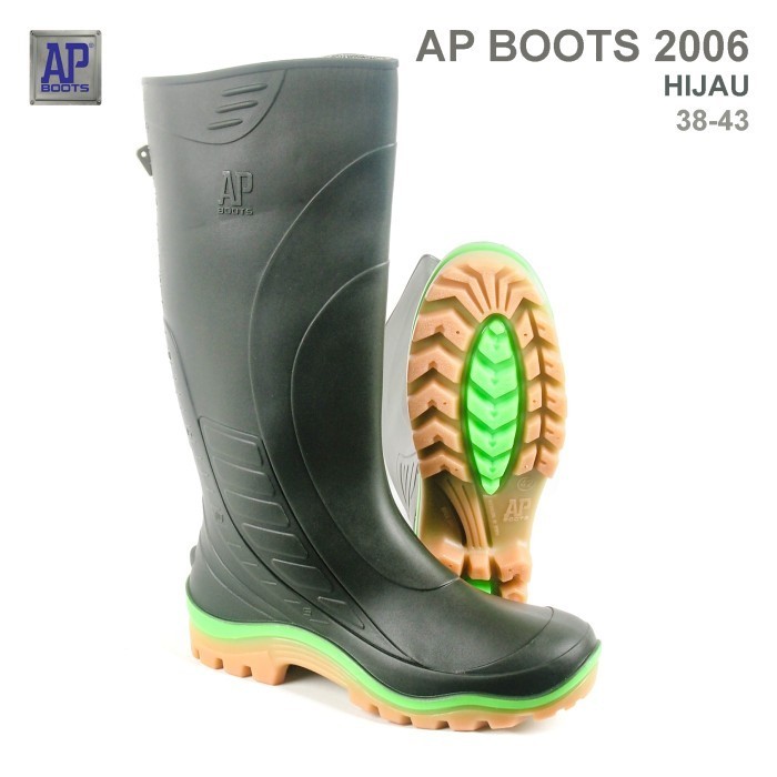 Sepatu boot AP 2006 hijau boot PVC / sepatu AP boot 2006
