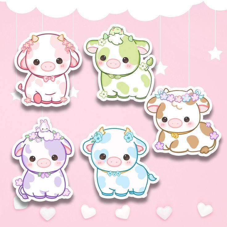 

5pcs sticker cute cow