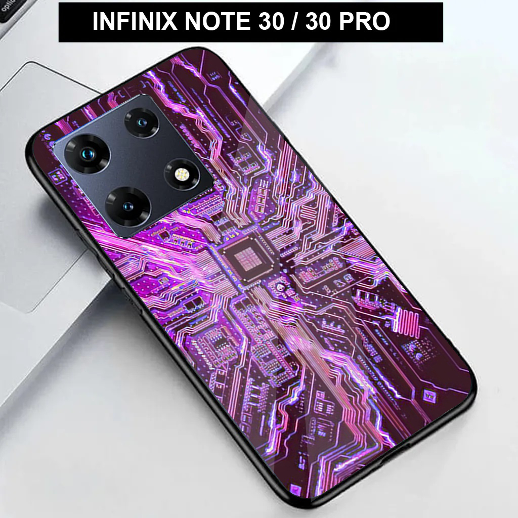 Soft Glass Kaca Untuk INFINIX NOTE 30/ INFINIX NOTE 30 PRO Terbaru  Motif prosesor Softcase Kilau Pe