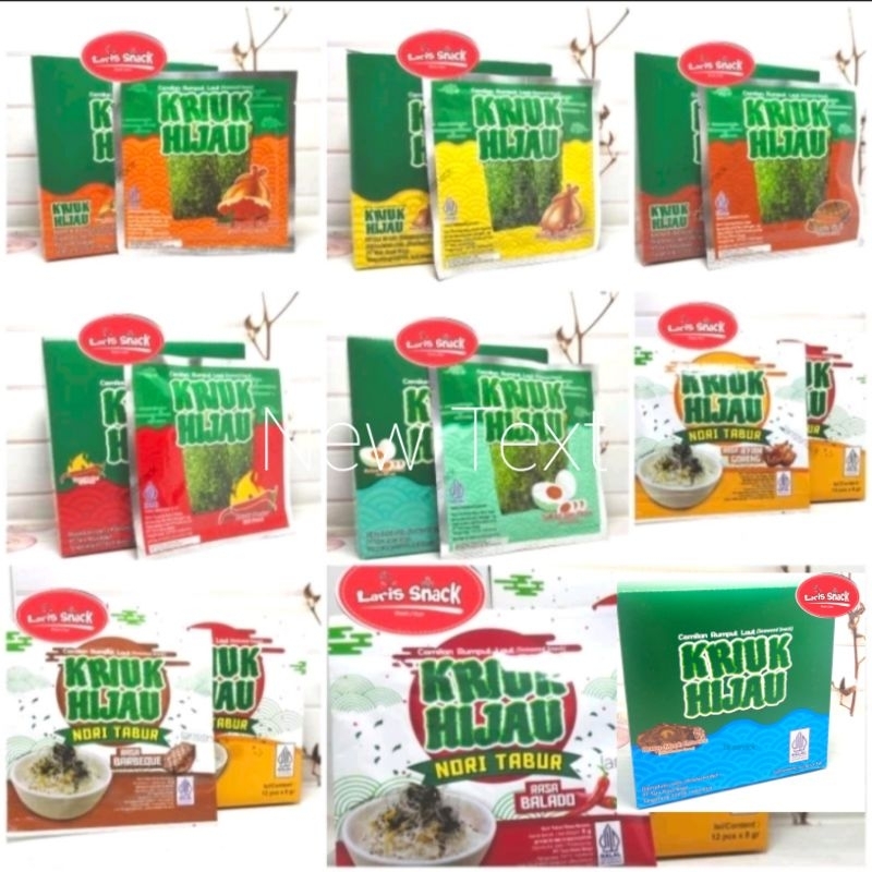 

Cemilan Rumput Laut Kriuk Hijau Nori Goreng Aneka Rasa Box (Isi 12 Pcs)