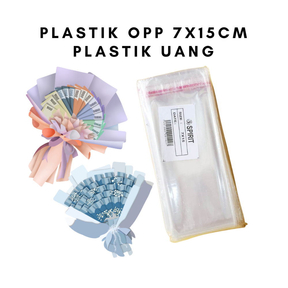 

[Isi 100Pcs] PLASTIK OPP 7x15+3cm(LEM) Opp Uang Perekat Bening untuk Bouquet