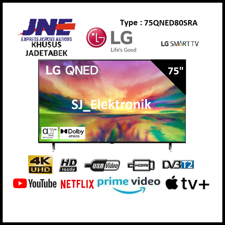 LG QNED 75 Inch 75QNED80SRA - 75QNED80 UHD 4K Smart TV - QNED80