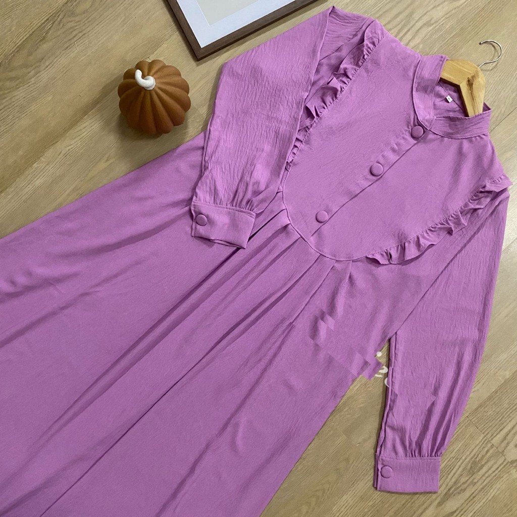 Gamis Maxy Dress Untuk Ied Fitri Kondangan Ungu Lavender Jumbo 4XL 5XL LD 140 LD 150 Original Adem 2