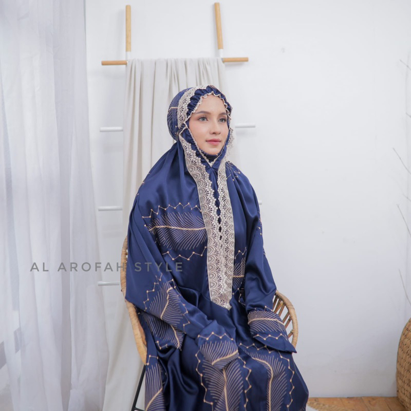 AL AROFAH Mukena Terusan Dewasa Mukena Lajuran Arsyila Sutra Velvet Premium Al Arofah
