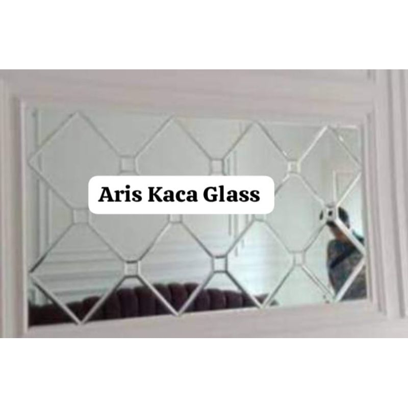 custom kaca cermin bevel dinding tebal 5mili/asli.kaca