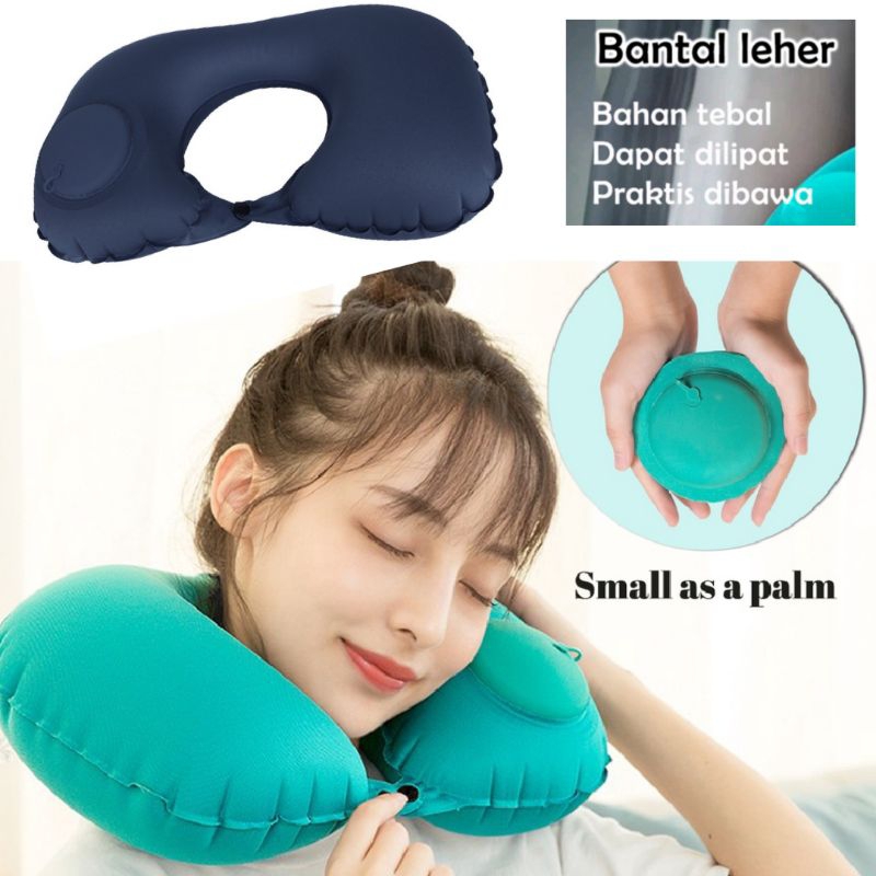 Bantal Leher Angin Pompa Otomatis Travelling Portable