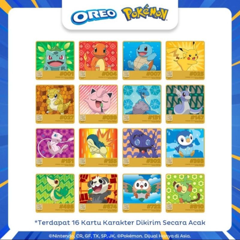 

Oreo Pokemon Biskuit Chocolate Banana Vanilla Cokelat Blueberry Strawberry 119.6g Multipack Isi 6 165.6g Circular Card Kartu Foto Photo Card 27.6g Pokemon Edition