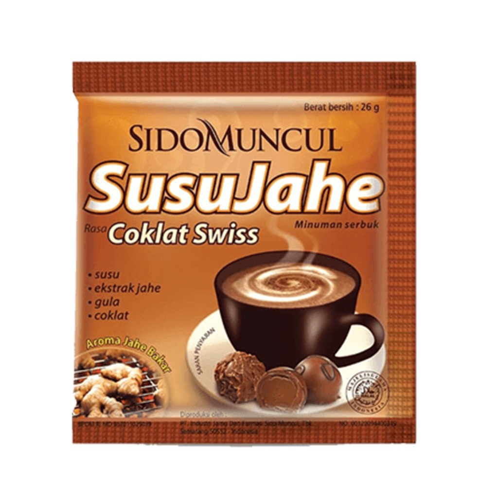 

Jahe Susu Sidomuncul Isi 5 Sachet Rasa Original / Coklat Swiss