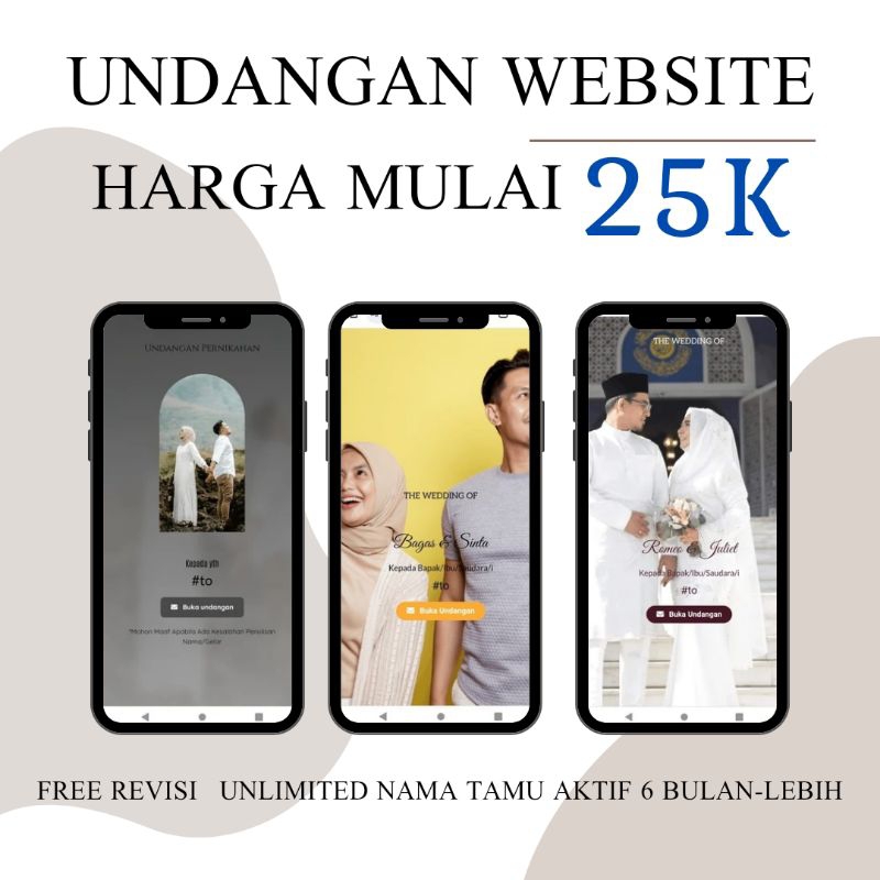 Undangan Digital Website Pernikahan, Birthday, Wisuda, khitanan [Tema Basic]