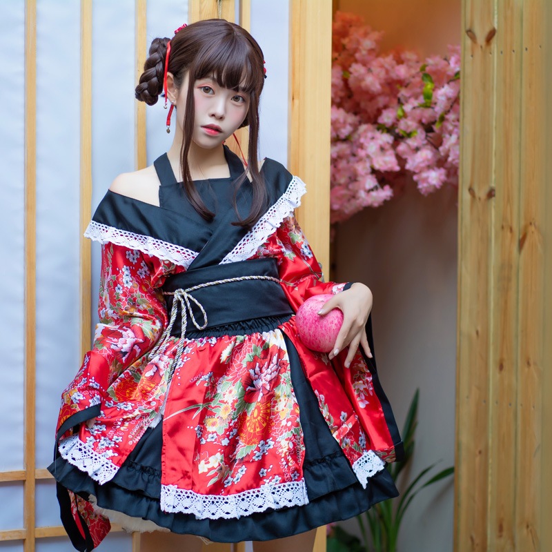 Black sailor yukata kimono lolita waloli cosplay costume kostum jepang