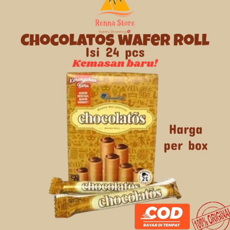 

Diskon sekarang isi 24 pcs CHOCOLATOS Wafer Roll Wafer Coklat Chocolatos 5an SIAP KIRIM