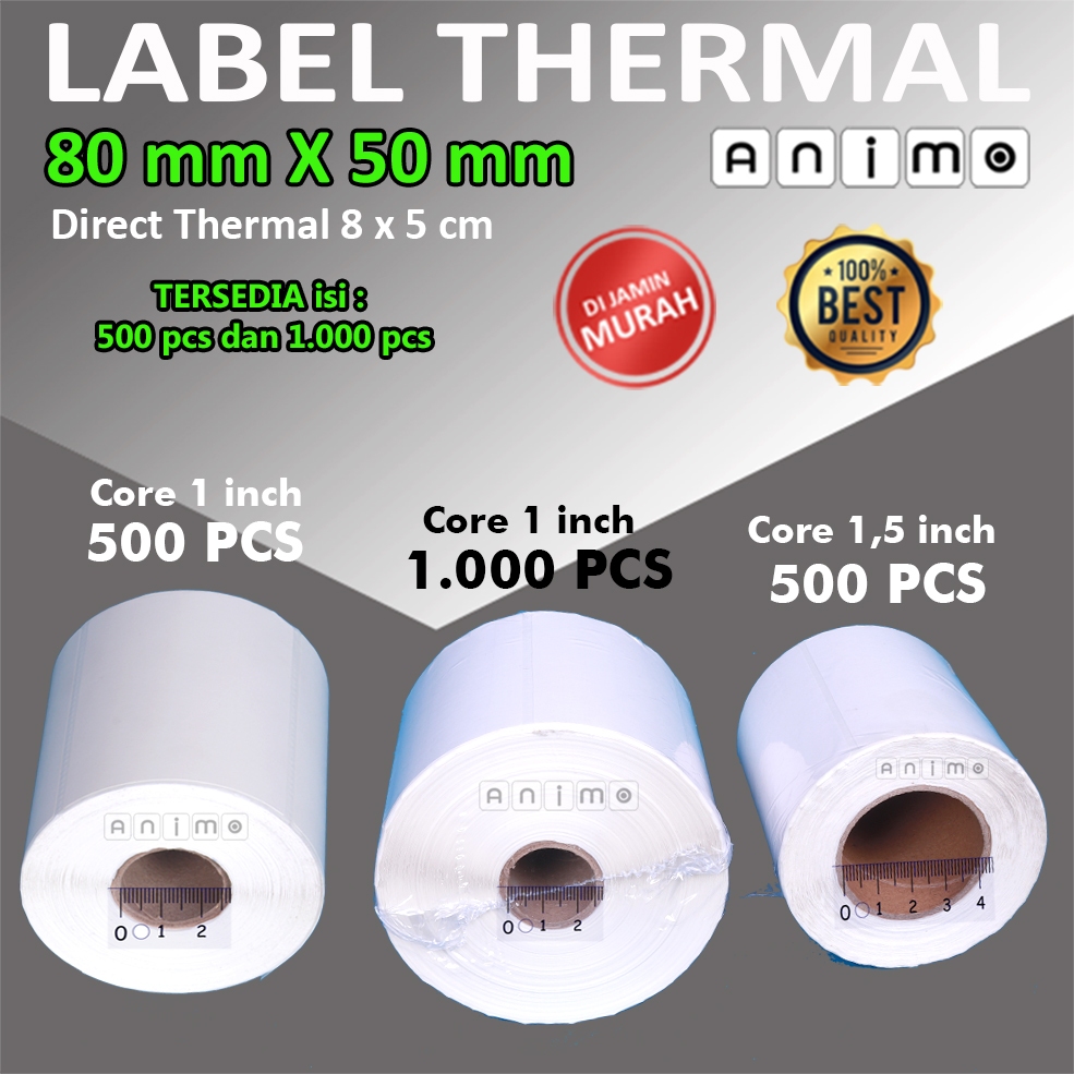 

HJK LABEL THERMAL 80X50 - Label BARCODE Thermal 80 X 50 MM - Stiker Thermal 8x5 cm isi 1000 pcs