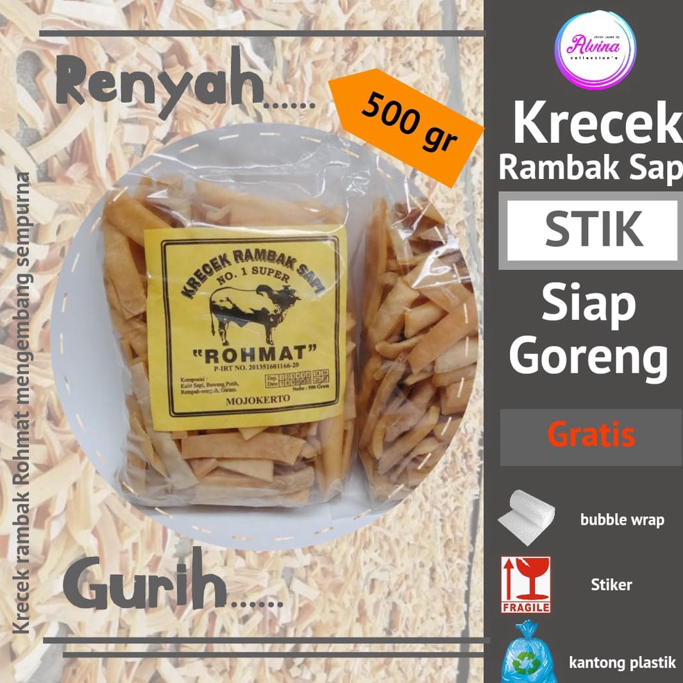 

Instan Krecek Rambak Sapi Rohmat STIK DAN DADU Siap Goreng GURIH DAN NIKMAT