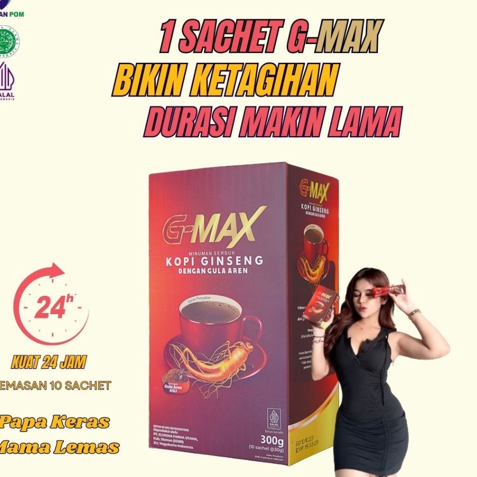 

Lagi Promo Kopi GMax Penambah Kopi Stamina Vitalitas Pria Wanita Dewasa BPOM Kuat Tahan Lama 1 Box Isi 1 Sachet 1 Herbal Original