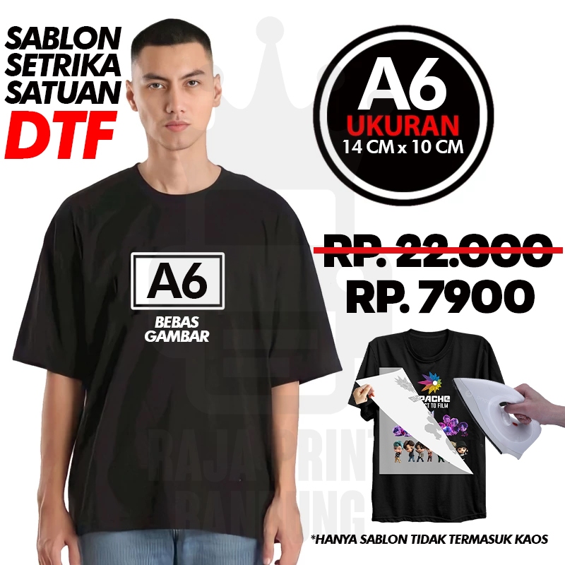 Sablon DTF Setrika A6 Custom Satuan Sticker Print Bebas Gambar Desain Untuk Kaos Hoodie Sweater