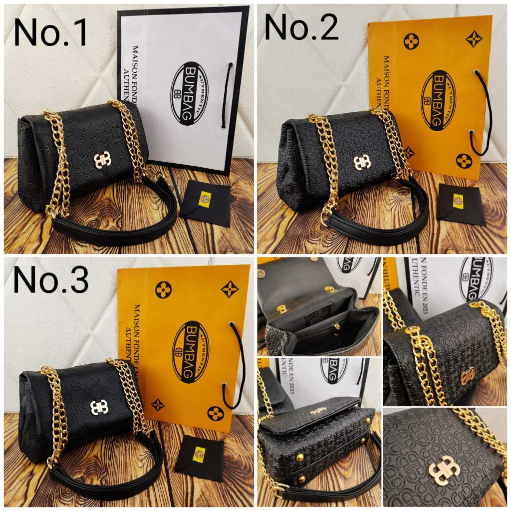 BAMBEG - Tas BLACK EDITION FREE PAPERBAG Vintage Bag Wanita Import 2 Tali Selempang Original - Shriy