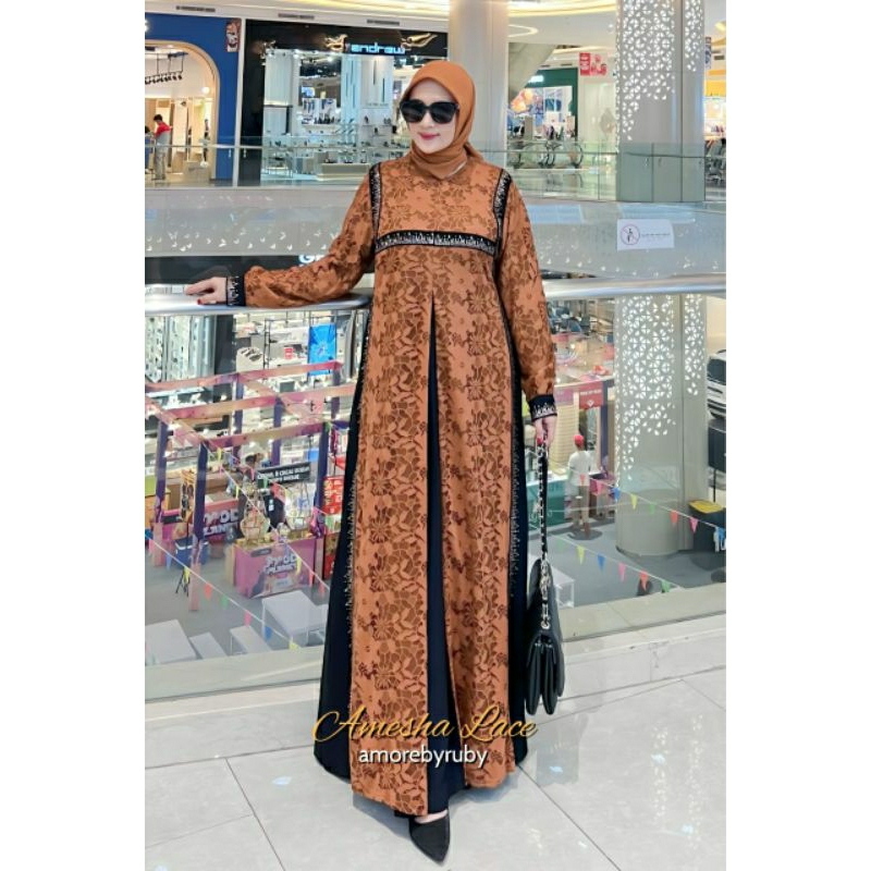 gamis elegant produk Amore by ruby edisi amesha lace dress brokat