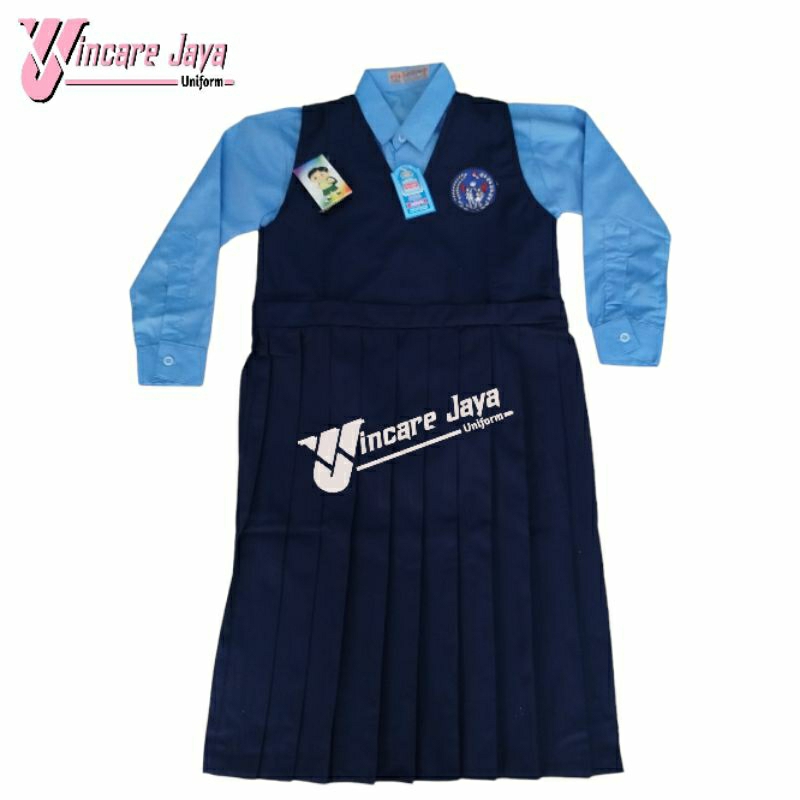 seragam TK biru dongker plisir panjang seragam TK navy perempuan