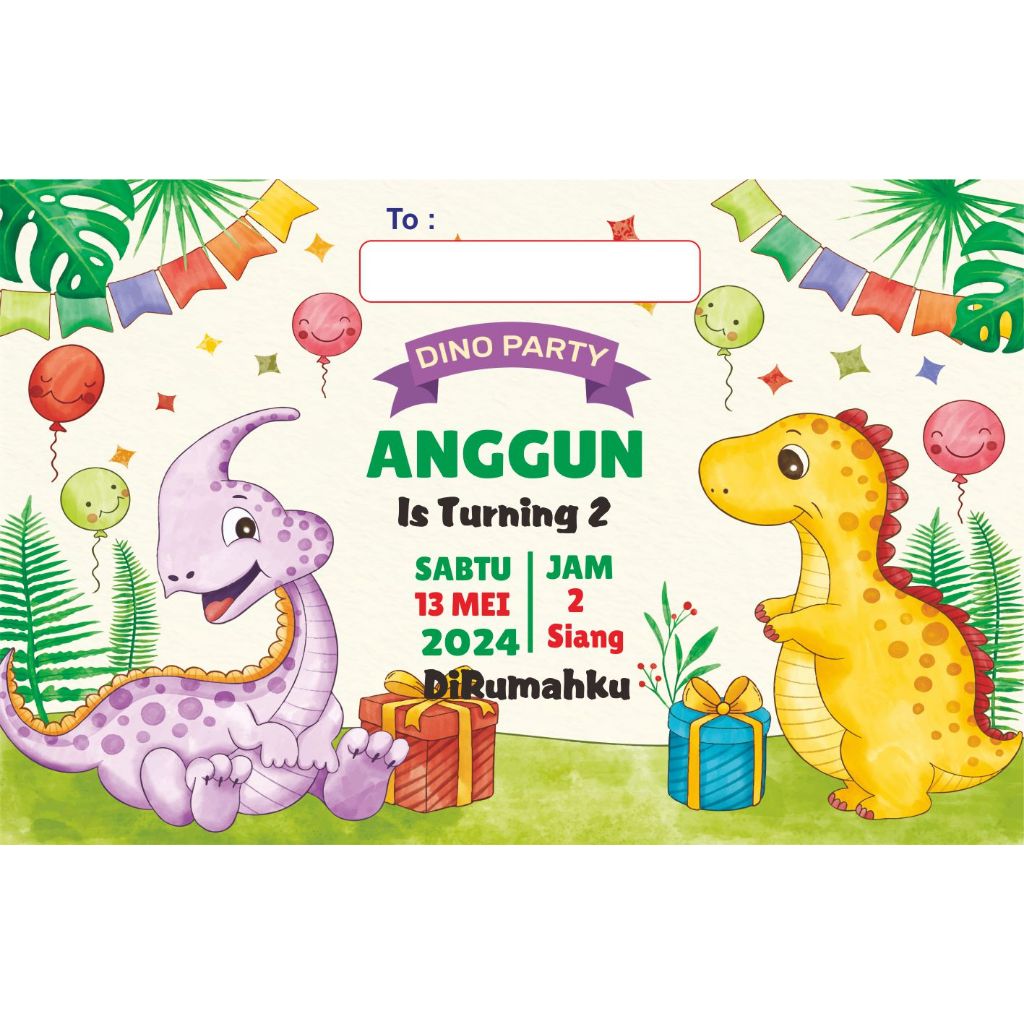 Undangan Ulang Tahun - Dinosaurus Custom - Birthday Invitation - Undangan Ultah Anak