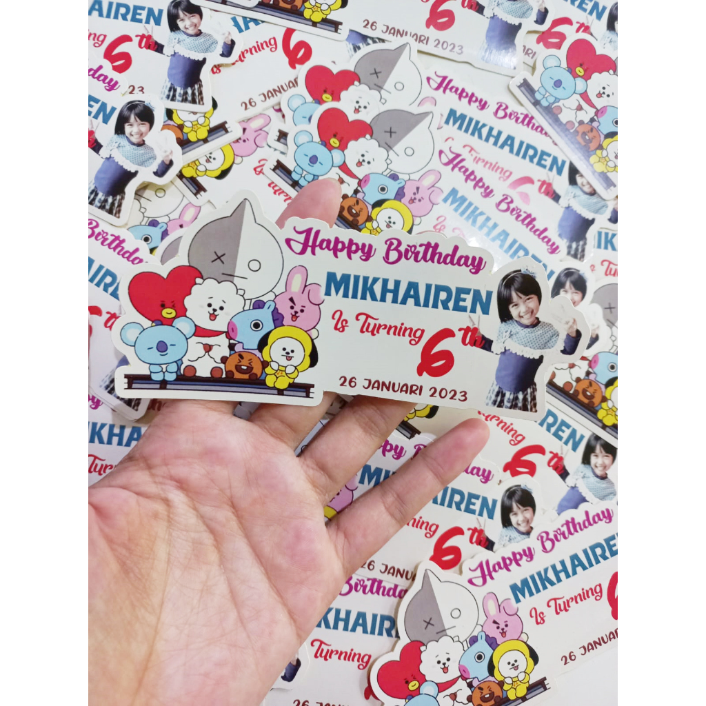

25x20x20 Tas Bento Stiker / Tas PVC Custom Stiker / Stiker Ultah Custom / Stiker Tas PVC Custom / Sticker Cromo Bulat Ulang Tahun Birthday Sticker Birthday Gift Print Sticker