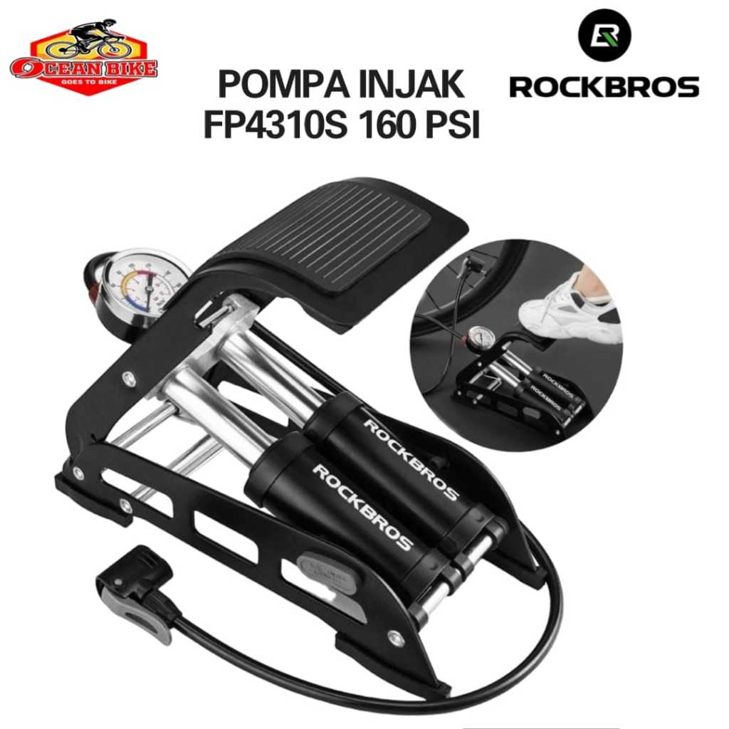 ROCKBROS Pompa Sepeda Injak FP4310S Double Silinder 160psi bola Ban sepeda Motor pompa kaki mobil