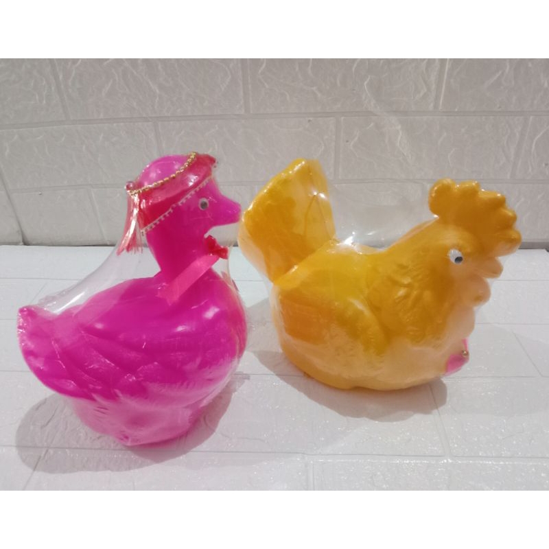 Celengan Plastik Karakter Hewan Ayam Kelinci dan Bebek