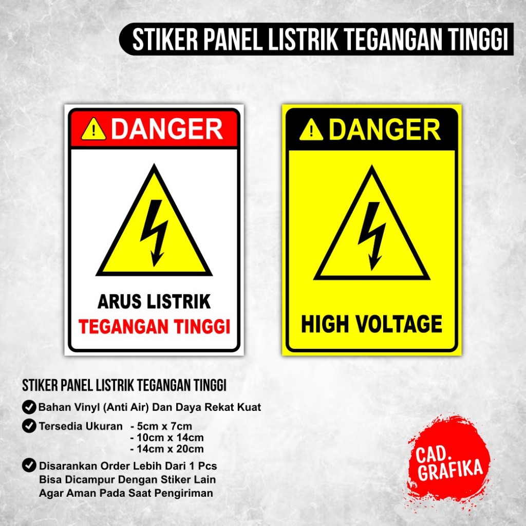 

Sign Sticker Arus Listrik tinggi / sticker high voltage / stiker listrik / stiker tegangan tinggi